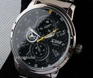 W229 Men Japan Quartz Black Stainless Steel Wrist Watch  