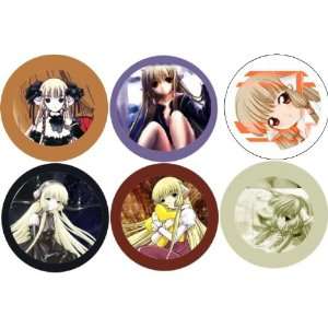  Set of 6 ANIME CHOBITS Pinback Buttons 1.25 Pins / badges 