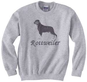 Rottweiler Working Dog Silhouette Embroidered Crew & Hooded Sweatshirt 