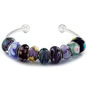  Hand Blown Glass Purple Bead Bangle SZUL Jewelry