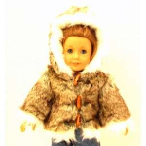  American Girl Doll Clothes Brown Faux Fur Parka: Toys 