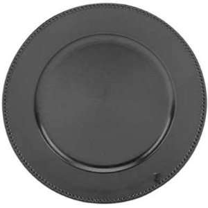  Round Acrylic Black Beaded Charger Plate, 13 Kitchen 