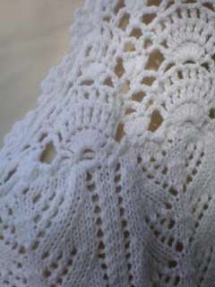 April Cornell White Lacy Cardigan Sweater L Crochet Open Knit Acrylic 