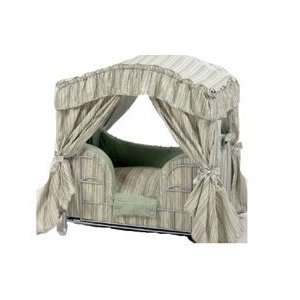   Green Striped Canopy Dog Bed in Silver Colored Frame: Kitchen & Dining