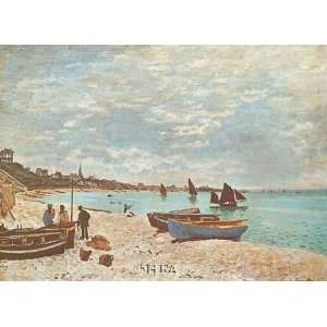  Beach at Sainte Adresse by Claude Monet 14.63X20.25. Art 