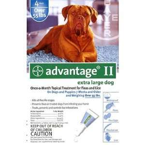  Advantage II Flea Drops for Dogs Over 55 lbs. 4 month Dose 