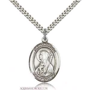  St. Brigid of Ireland Large Sterling Silver Medal: Jewelry