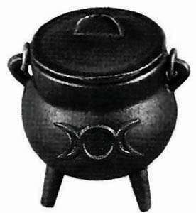   TRIPLE MOON CAULDRON WICCA WITCHCRAFT PAGAN INCENSE BURNER AND RESIN