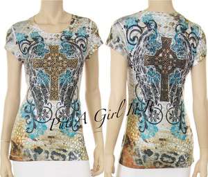 SARA MODE CRYSTAL CROSS WINGS SUBLIMATION TEE SEXY  