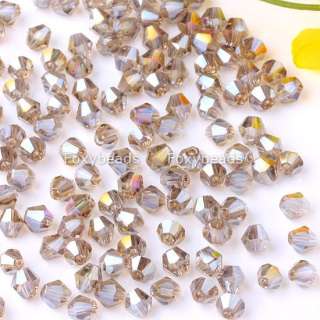 Lot 4MM *AB TAN* Glass Bicone Loose Crystal Beads 300Pc  