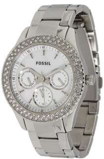 Brand New Fossil Stella Crystal Topring Womens Ladies Silver Watch 