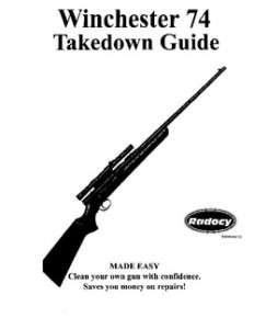 Winchester Model 74 Rifles Takedown Guide Radocy Assy.  