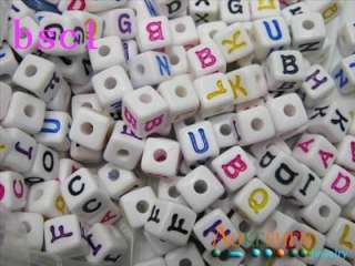 50g Cube Alphabet Letter Beads 12X12mm White bsc1  