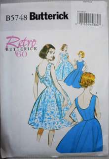 BUTTERICK RETRO VTG 60s MISSES DRESSES, BELT SEWING PATTERN PLUS 