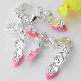5p Enamel Silver Plated Clasp High Heel Beads Fit Chain  