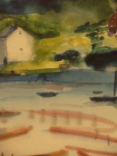 Original Watercolor Museum Artist William Zorach Painting Harbor View 
