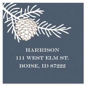    Navy Pine Cone Branch Address Label Labels: Office Products