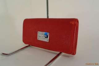 Michael Kors Jet Set Red Leather Carry All Clutch Wallet  