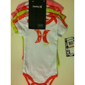  Hurley Baby Girls Colorful Stripe & Roses Onesie Bodysuit 