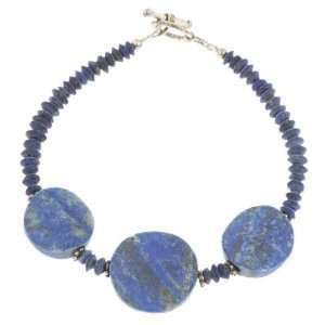   Blue Lapis Lazuli Bracelet With Antiqued Silver Beads Jewelry