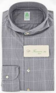 New $325 Finamore Napoli Gray Shirt L/L  