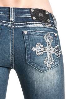 NWT MISS ME Regal Crosses Crystals Big Stitch Jeans  
