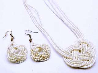 Multi Strand Seed Bead Choker Necklace & Earring Set  