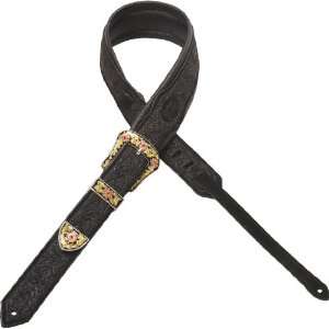  Levys Leathers MS71T01 BLK Suede Guitar Strap: Musical 