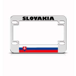 Slovakia Flag Metal Motorcycle Bike License Plate Frame Tag Holder