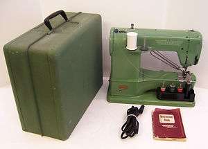   SUPERMATIC GREEN SEWING MACHINE 722010 CASE AC DC INST $0SHIP  
