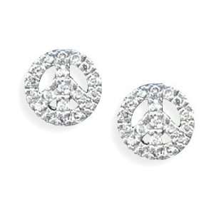   Sterling Silver CZ Peace Sign Earrings: West Coast Jewelry: Jewelry