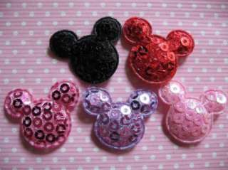 50 Padded Sequin 7/8 Mouse Head  5 Colors  AD031  