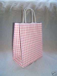 WHOLESALE PINK GINGHAM PAPER GIFT SHOPPING BAGS CUBS  