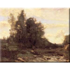   (Twilight) 30x24 Streched Canvas Art by Corot, Jean Baptiste Camille