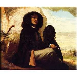   Dog 16x13 Streched Canvas Art by Courbet, Gustave