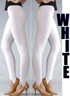 White Leggings Open Heel Pant Stirrup Loop Tregging NWT  