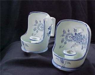 1960s Blue & White Delft Candle Holders   Hand Painted  