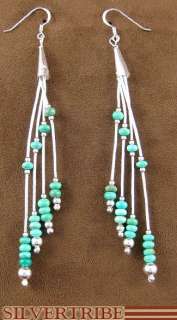 Navajo Liquid Sterling Silver & Turquoise Hook Earrings  