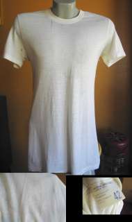 Vtg 70s Mens JC PENNEY MESH THIN WHITE T shirt LARGE L USA  