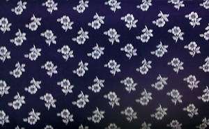 WHITE FLOWERS ON BLUE POLY COTTON FABRIC  