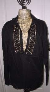   Embroidered Long Sleeve Beach Swim Cover Up Tunic Shirt XL  