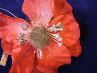 Vintage Millinery Flower Anemone NQ2 Red soVeryDramatic  