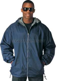 Navy Blue Reversible Water Resistant Fleece Hooded Jacket  