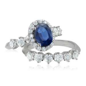  Diamond Engagement Wedding Ring Bridal Set 14k White Gold Halo Ring 