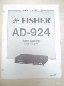 Fisher Service/Repair Manual~AD 924/857/867 CD Player  