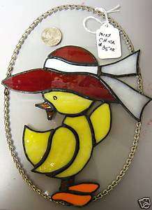 ADORABLE LADY CHICKEN STAINED GLASS ABLE TO BE HUNG  