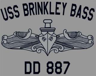 US USN Navy USS Brinkley Bass DD 887 Destroyer T Shirt  
