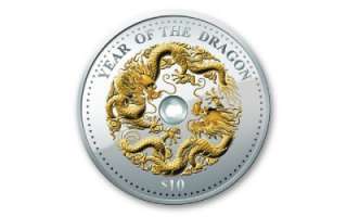   oz Gold Plated Pure Silver Dragon with pearl Proof Coin 8888 Mintage