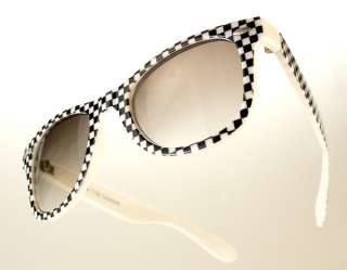 Vintage 80s Check Wayfarer Sunglasses   White Black  