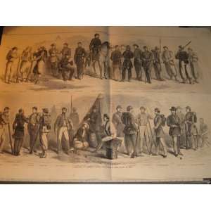  1861 Harpers Weekly Civil War Engraving Uniforms of United States 